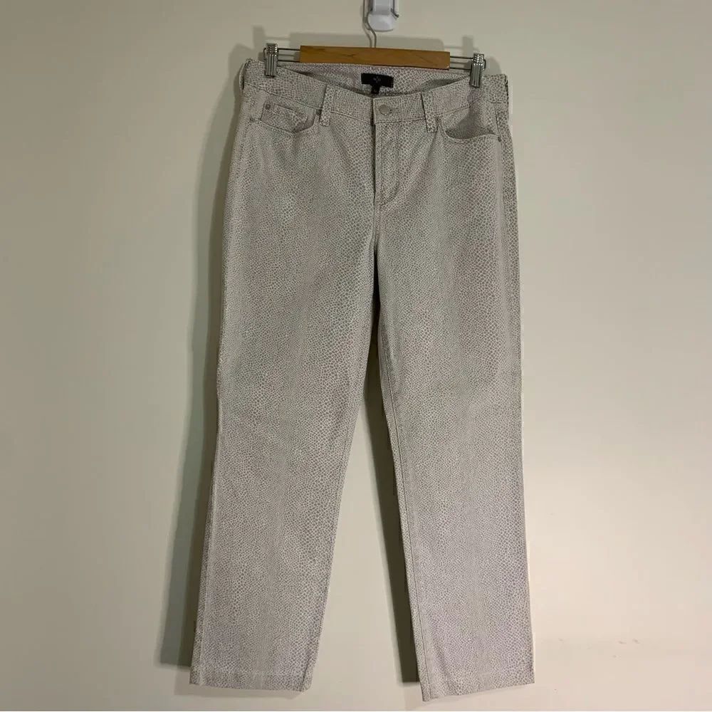 NYDJ Snakeskin Print Jean Style Pants White Beige Size 10 Style# 30247HSP06